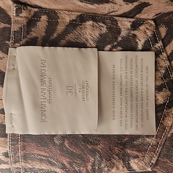 JONATHAN SIMKHAI HIGH RISE ANIMAL PRINT CROPPED JEANS BROWN SZ 30 - Picture 6 of 10